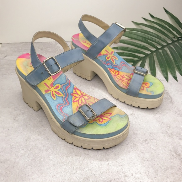 Dijean Blue & White Foam Platform Sandals Size 38 - Picture 2 of 8